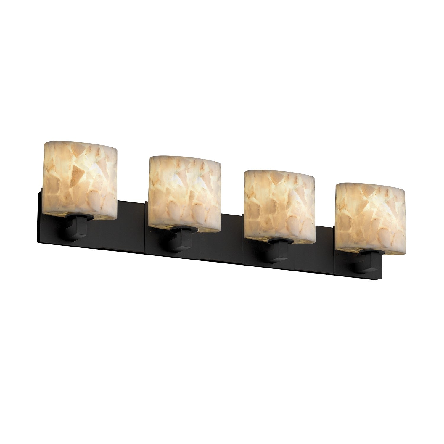 Justice Designs - ALR-8924-30-MBLK - Four Light Bath Bar - Alabaster Rocks - Matte Black