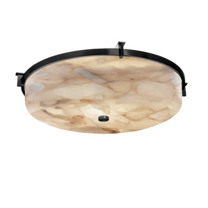 Justice Designs - ALR-8987-MBLK - Three Light Flush-Mount - Alabaster Rocks - Matte Black