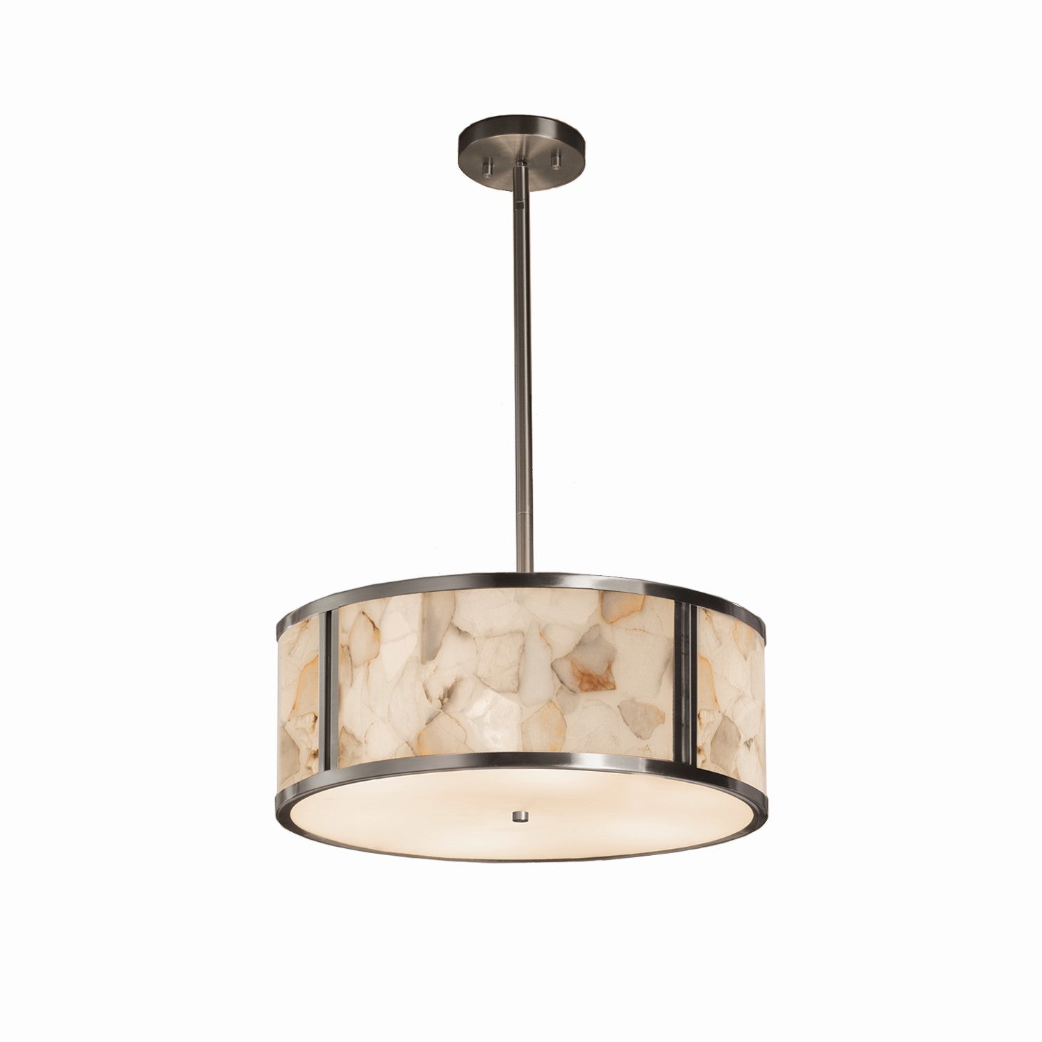 Justice Designs - ALR-9541-NCKL - Three Light Pendant - Alabaster Rocks - Brushed Nickel