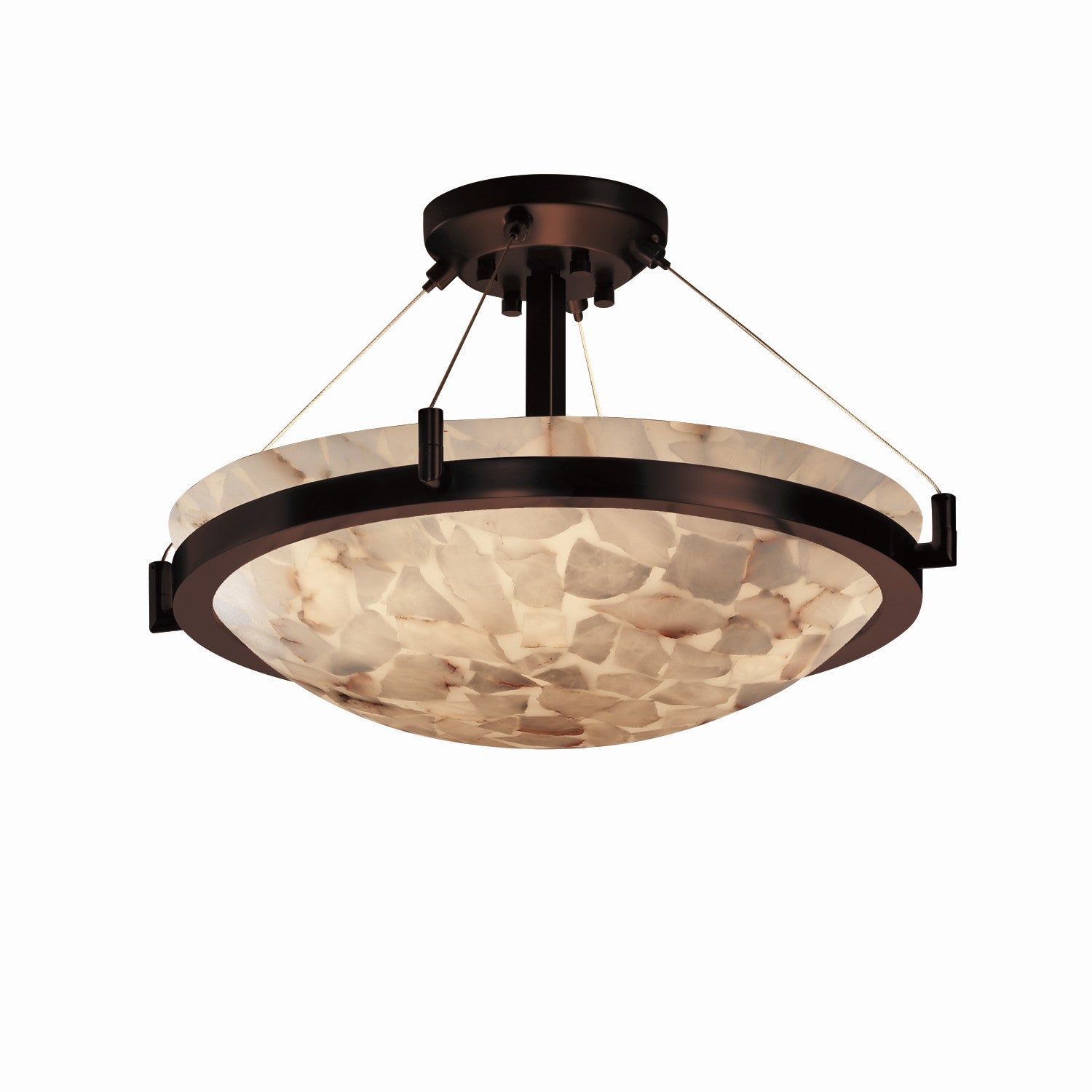 Justice Designs - ALR-9681-35-DBRZ - Three Light Semi-Flush Mount - Alabaster Rocks - Dark Bronze