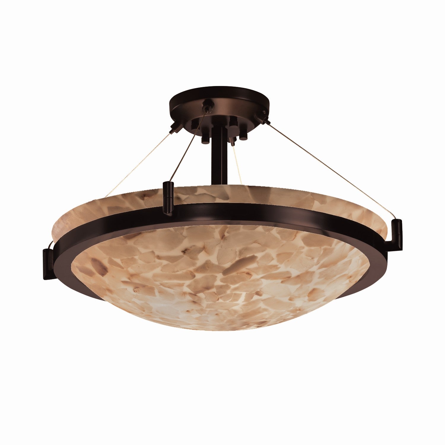 Justice Designs - ALR-9684-35-DBRZ-LED6-6000 - LED Semi-Flush Mount - Alabaster Rocks - Dark Bronze