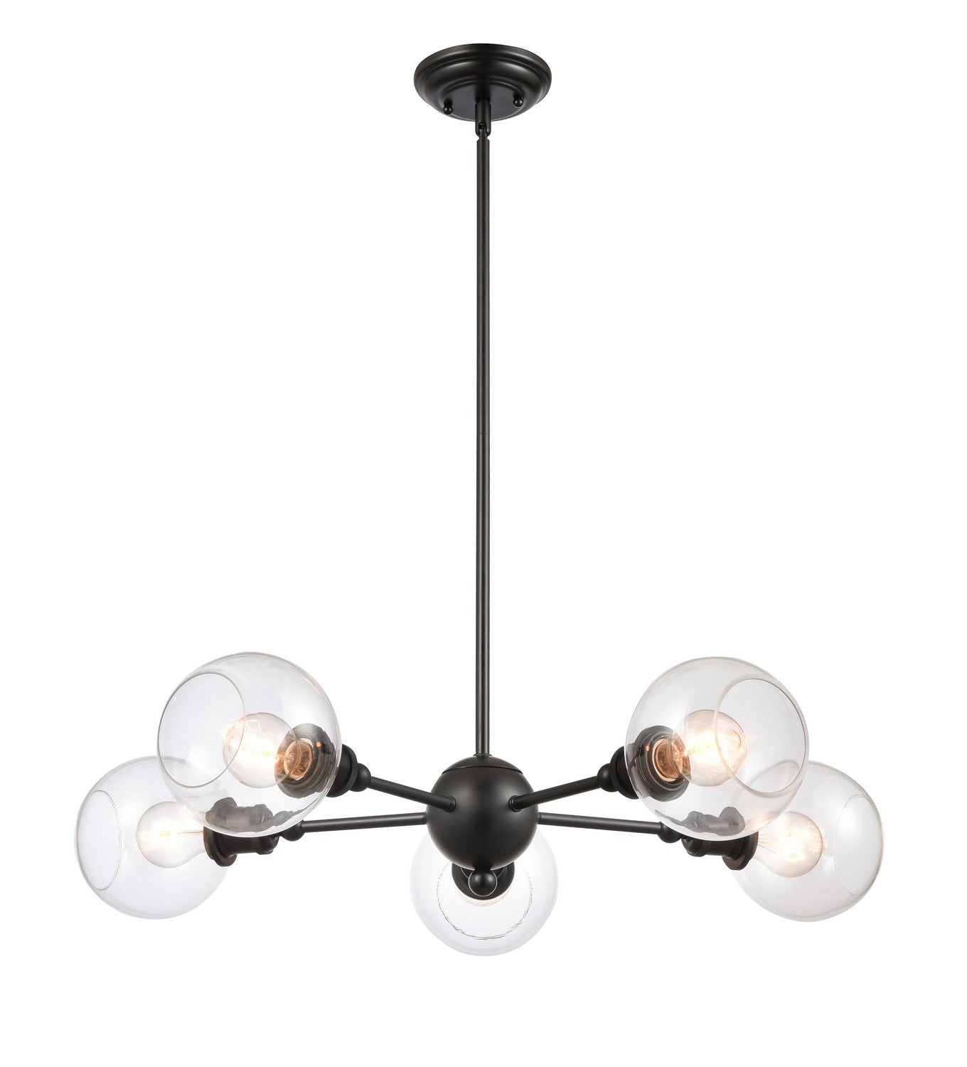 Innovations - 341-5CR-BK-G122-6 - Five Light Chandelier - Ballston - Matte Black