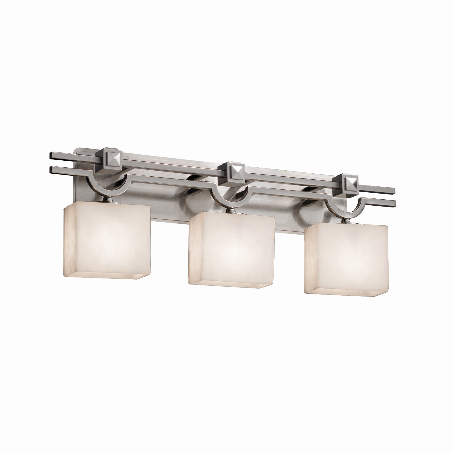 Justice Designs - CLD-8503-55-NCKL - Three Light Bath Bar - Clouds - Brushed Nickel