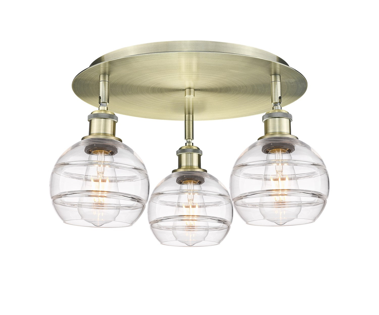 Innovations - 516-3C-AB-G556-6CL - Three Light Flush Mount - Downtown Urban - Antique Brass