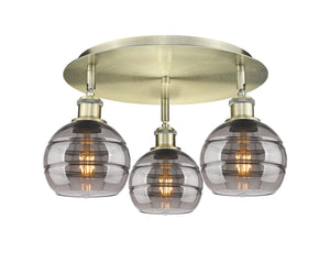 Innovations - 516-3C-AB-G556-6SM - Three Light Flush Mount - Downtown Urban - Antique Brass