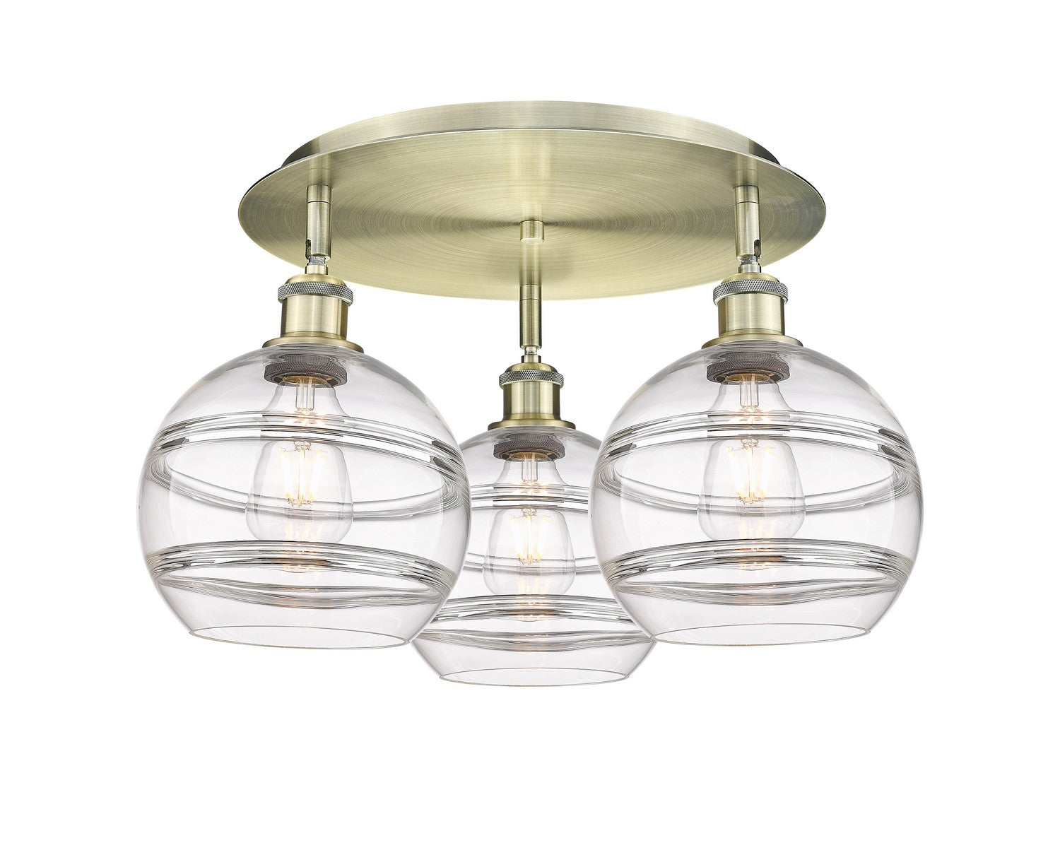 Innovations - 516-3C-AB-G556-8CL - Three Light Flush Mount - Downtown Urban - Antique Brass