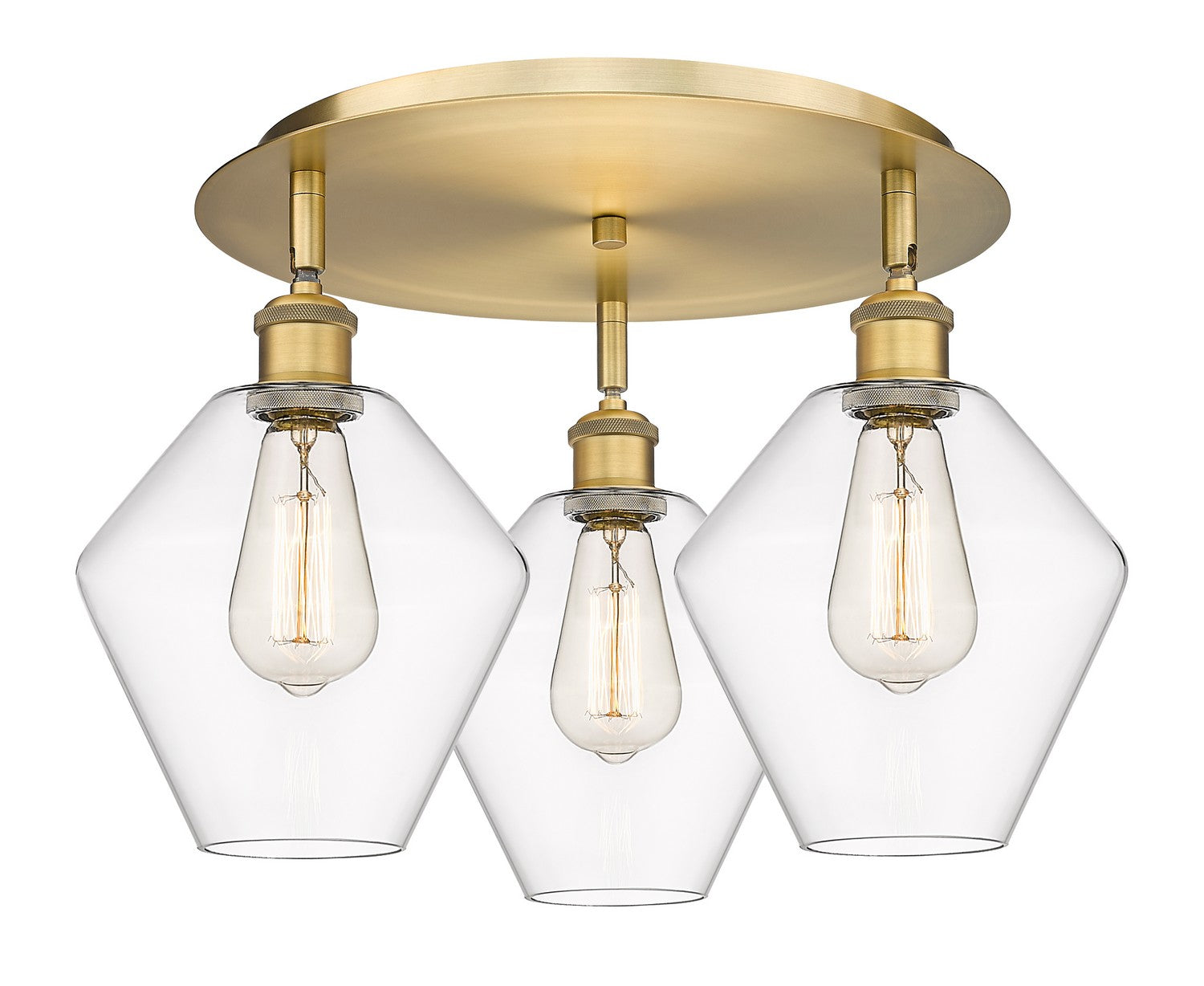 Innovations - 516-3C-BB-G652-8 - Three Light Flush Mount - Downtown Urban - Brushed Brass