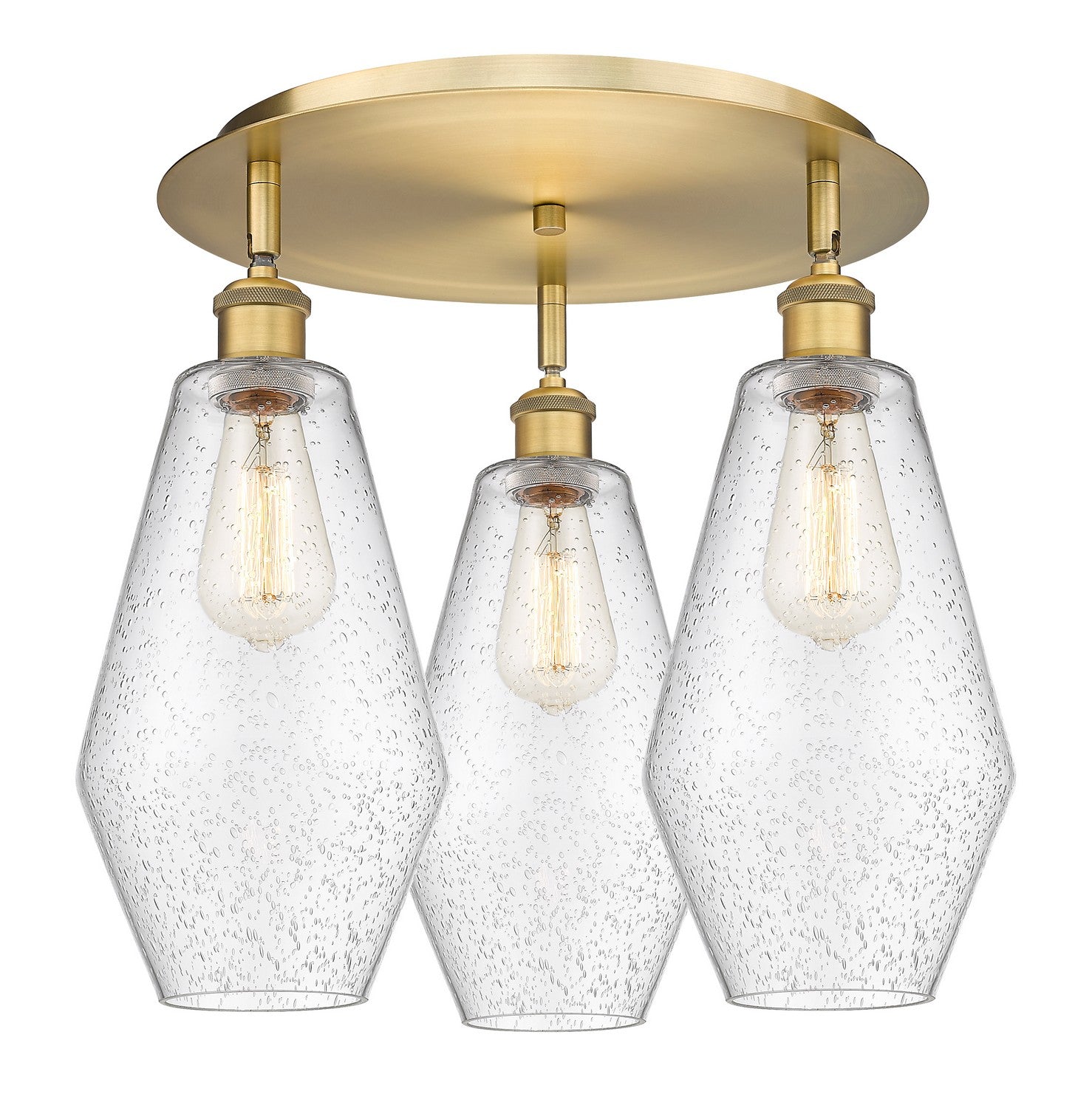 Innovations - 516-3C-BB-G654-7 - Three Light Flush Mount - Downtown Urban - Brushed Brass