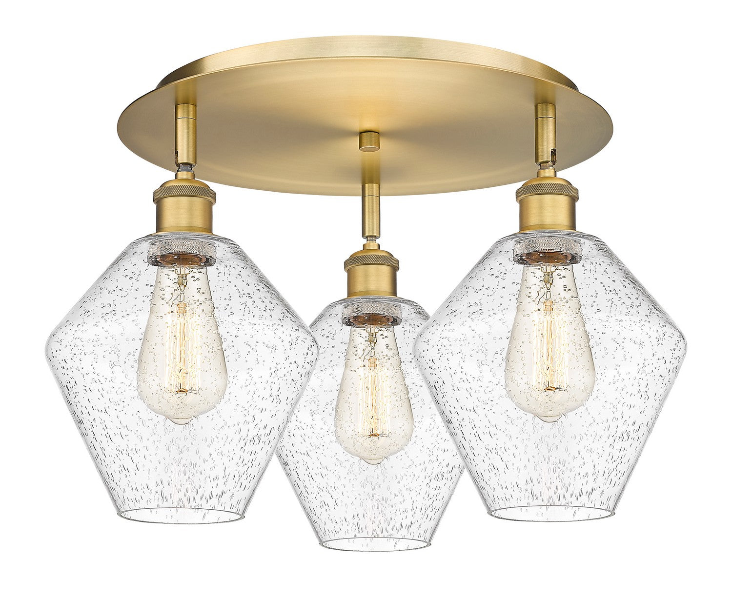 Innovations - 516-3C-BB-G654-8 - Three Light Flush Mount - Downtown Urban - Brushed Brass