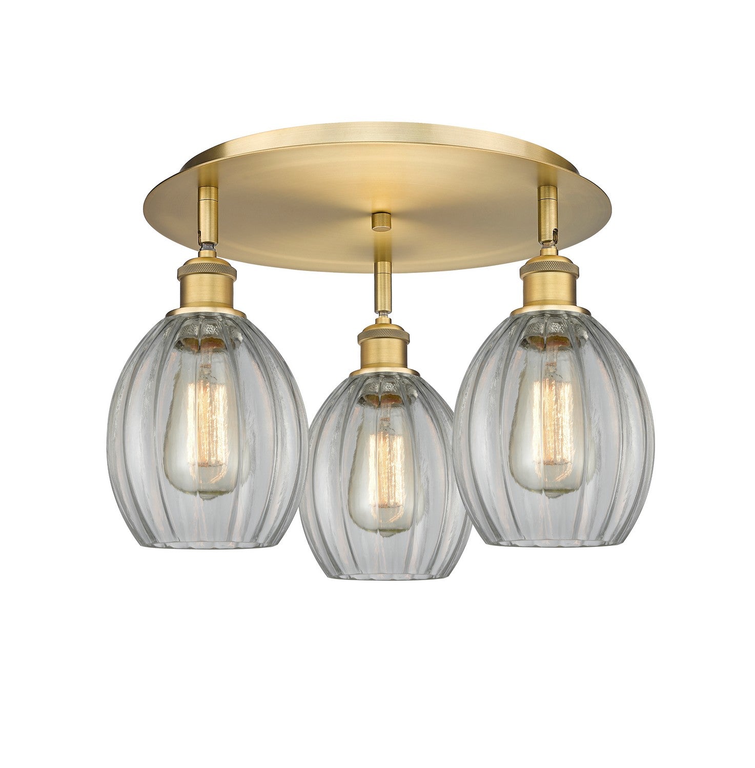 Innovations - 516-3C-BB-G82 - Three Light Flush Mount - Downtown Urban - Brushed Brass