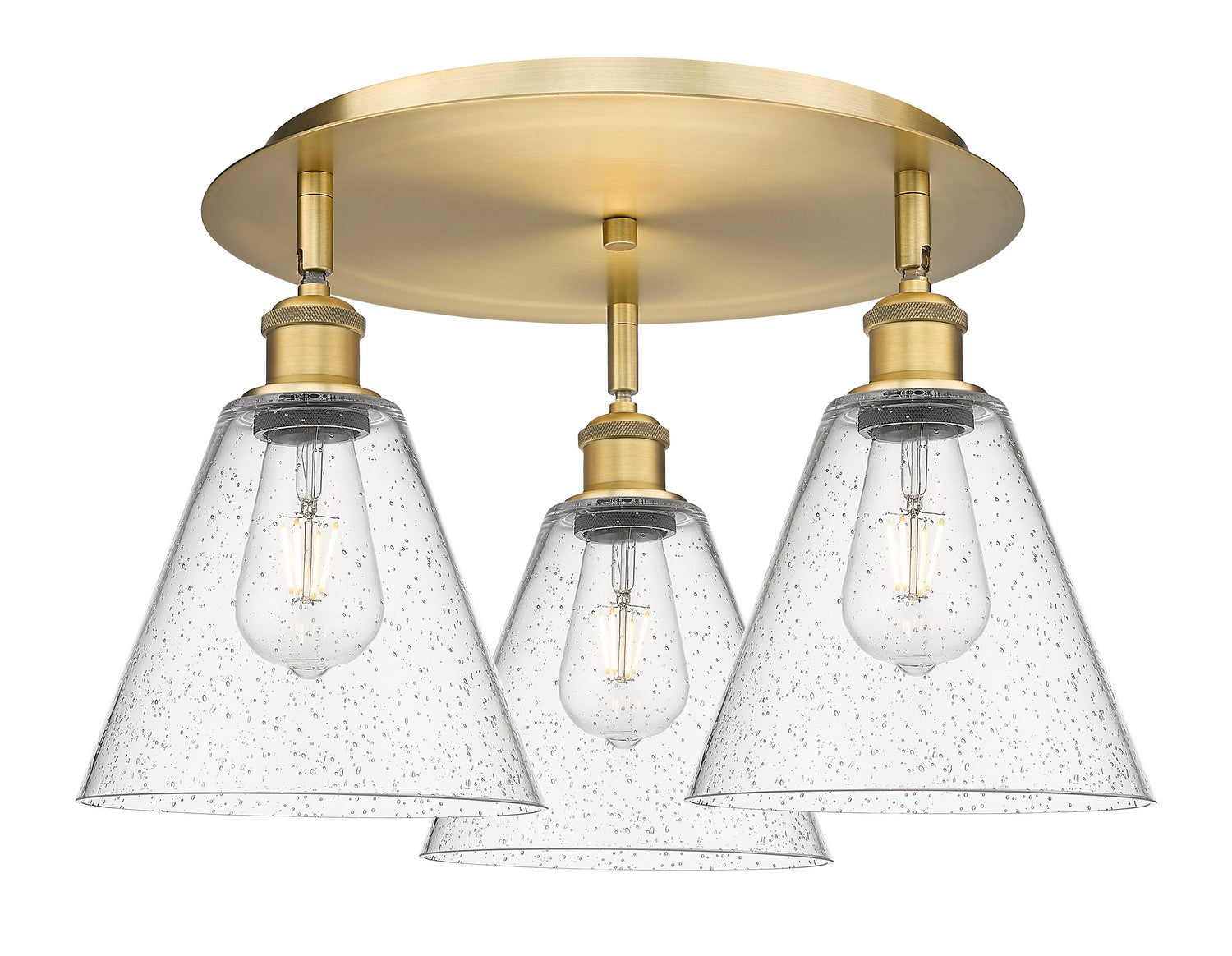 Innovations - 516-3C-BB-GBC-84 - Three Light Flush Mount - Downtown Urban - Brushed Brass