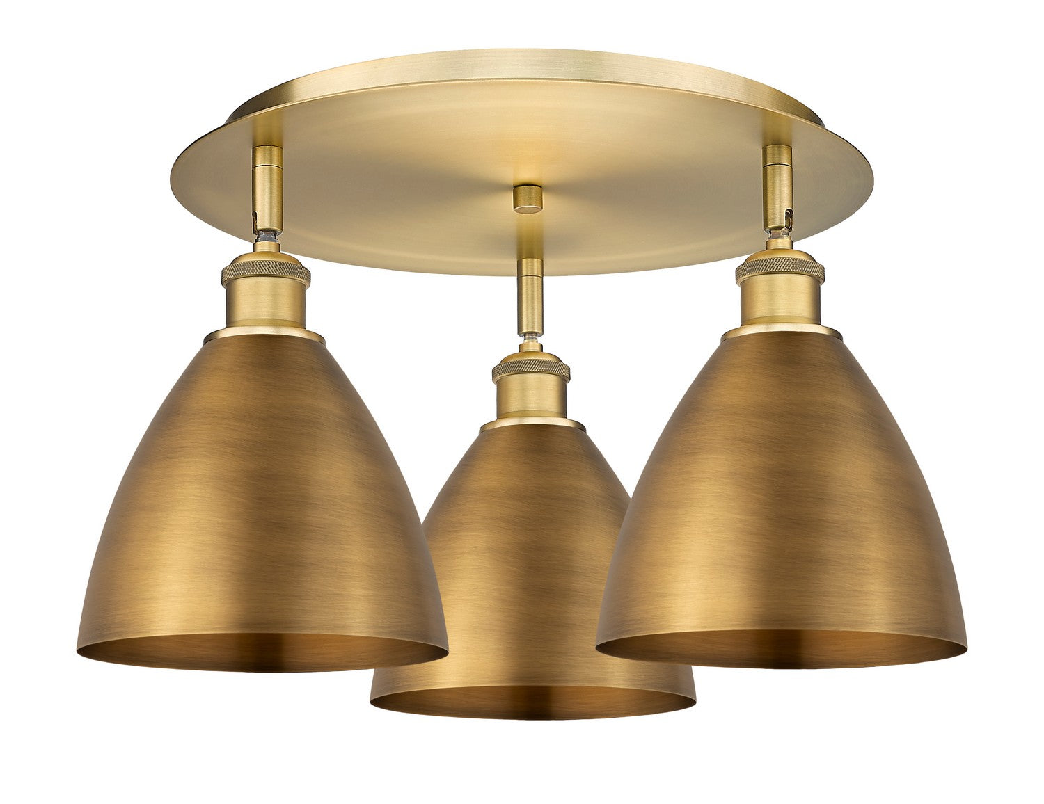 Innovations - 516-3C-BB-MBD-75-BB - Three Light Flush Mount - Downtown Urban - Brushed Brass