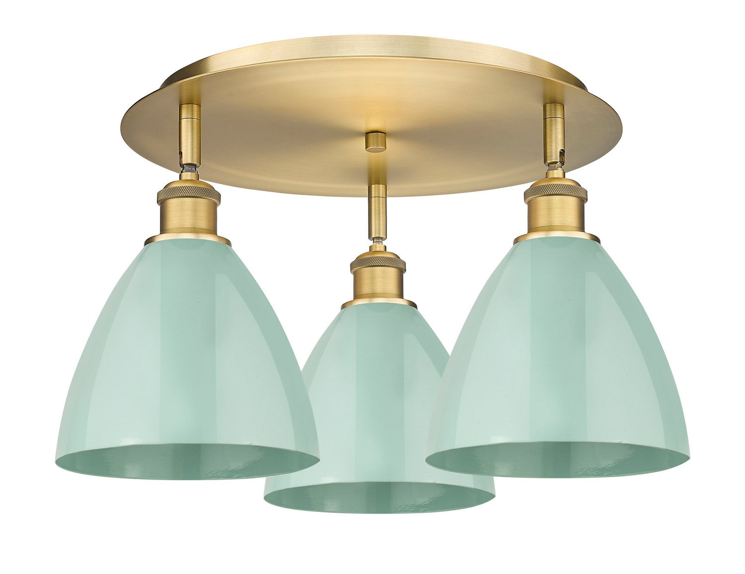 Innovations - 516-3C-BB-MBD-75-SF - Three Light Flush Mount - Downtown Urban - Brushed Brass