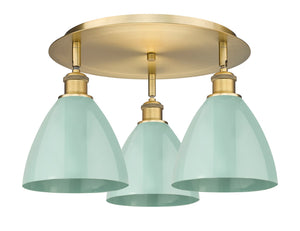 Innovations - 516-3C-BB-MBD-75-SF - Three Light Flush Mount - Downtown Urban - Brushed Brass