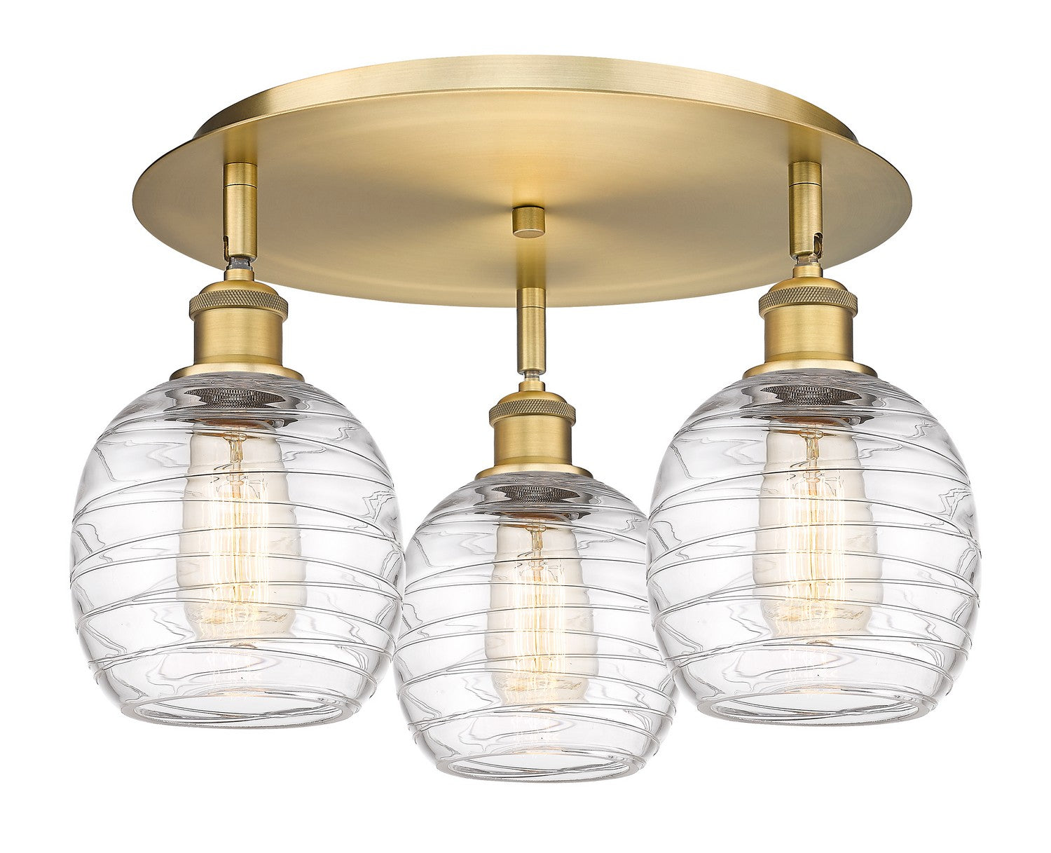 Innovations - 516-3C-BB-G1013 - Three Light Flush Mount - Downtown Urban - Brushed Brass