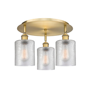 Innovations - 516-3C-BB-G112 - Three Light Flush Mount - Downtown Urban - Brushed Brass