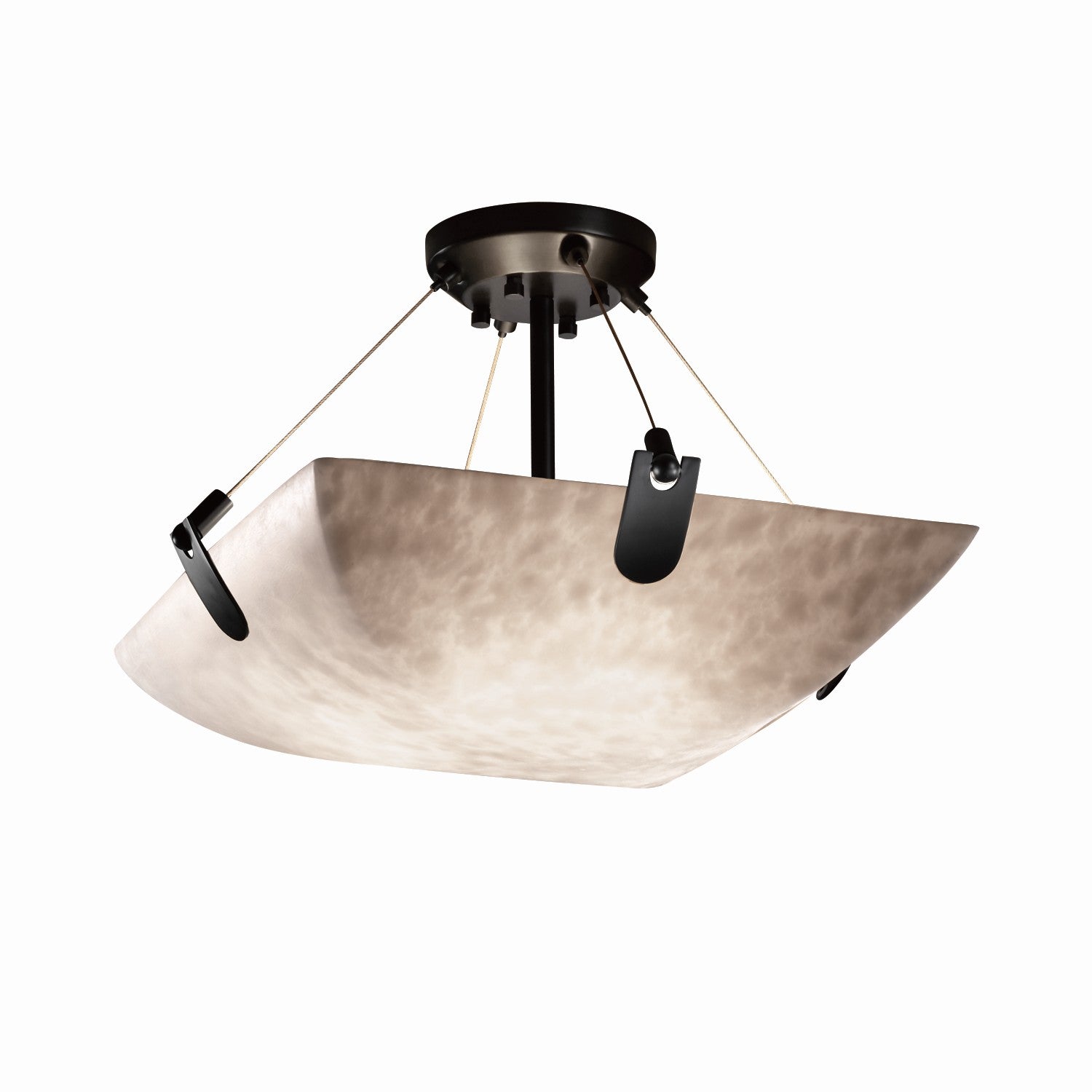 Justice Designs - CLD-9611-25-MBLK - Three Light Semi-Flush Mount - Clouds - Matte Black