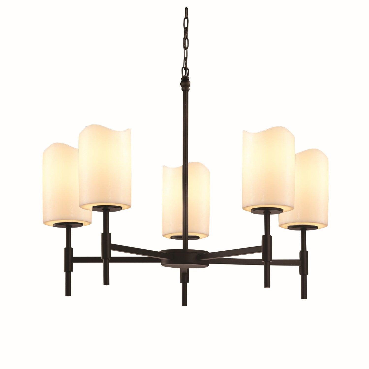 Justice Designs - CNDL-8410-14-CREM-MBLK - Five Light Chandelier - CandleAria - Matte Black