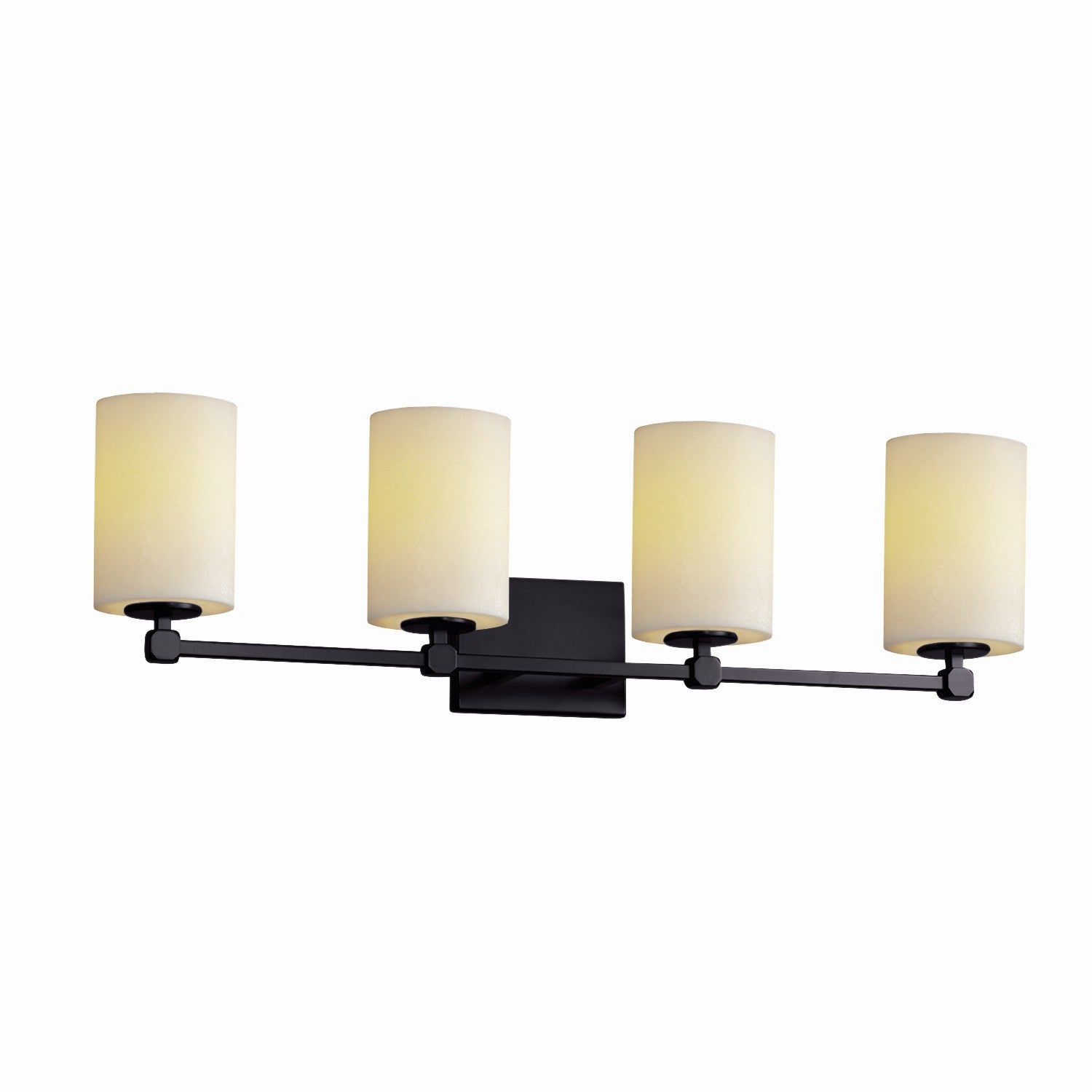 Justice Designs - CNDL-8424-10-CREM-MBLK - Four Light Bath Bar - CandleAria - Matte Black