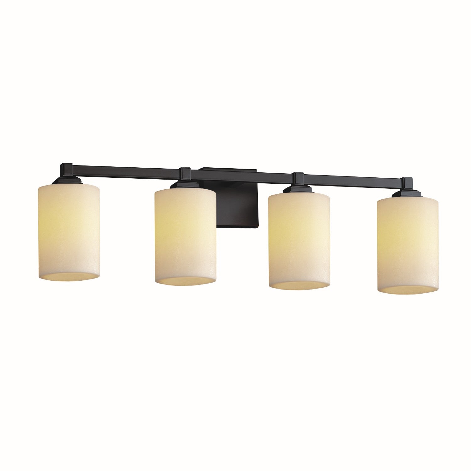 Justice Designs - CNDL-8434-10-CREM-MBLK - Four Light Bath Bar - CandleAria - Matte Black