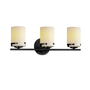 Justice Designs - CNDL-8453-10-CREM-MBLK - Three Light Bath Bar - CandleAria - Matte Black