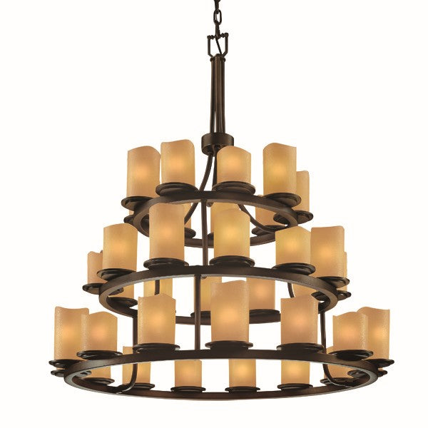 Justice Designs - CNDL-8712-14-AMBR-DBRZ-LED36-25200 - LED Chandelier - CandleAria - Dark Bronze