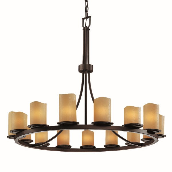 Justice Designs - CNDL-8715-14-AMBR-DBRZ-LED15-10500 - LED Chandelier - CandleAria - Dark Bronze