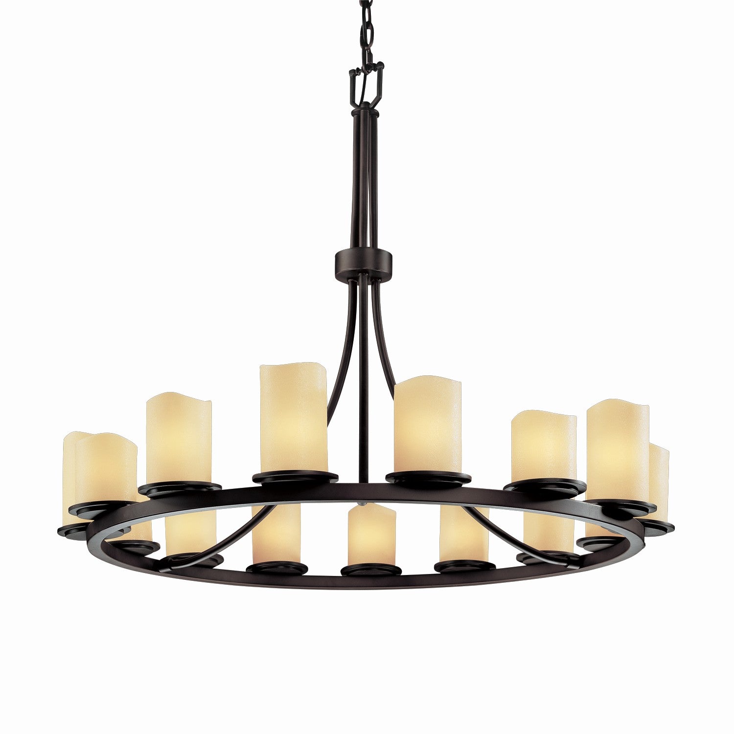 Justice Designs - CNDL-8715-14-CREM-DBRZ-LED15-10500 - LED Chandelier - CandleAria - Dark Bronze