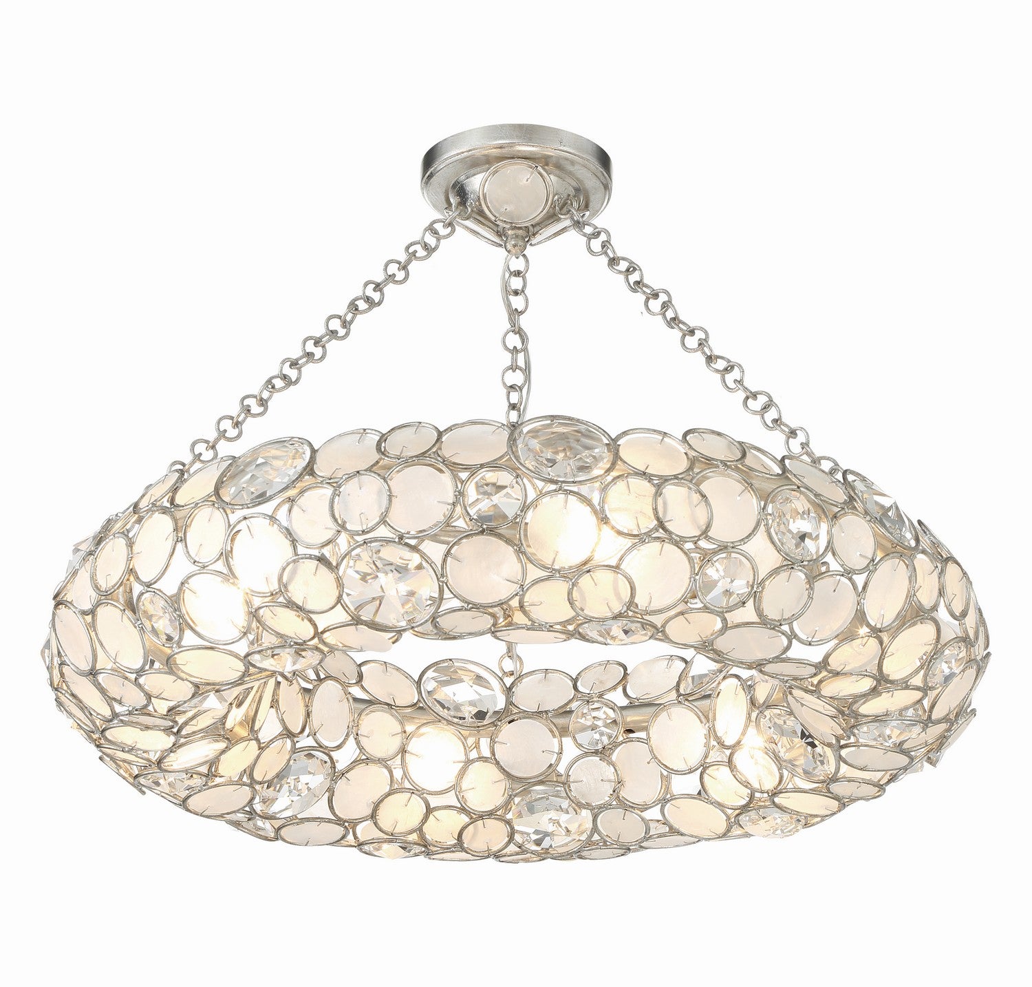 Crystorama - 525-SA_CEILING - Six Light Semi Flush Mount - Palla - Antique Silver