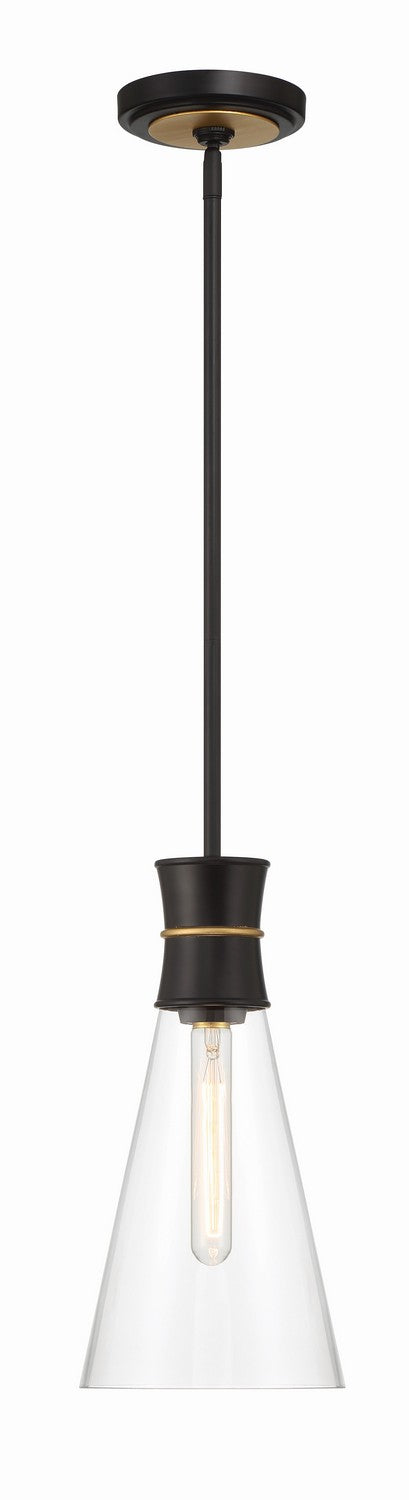 Crystorama - QUN-1500-MK-TG - One Light Mini Pendant - Quinn - Matte Black / Textured Gold