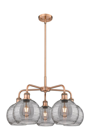 Innovations - 516-5CR-AC-G1213-8SM - Five Light Chandelier - Ballston - Antique Copper