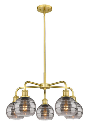 Innovations - 516-5CR-SG-G556-6SM - Five Light Chandelier - Ballston - Satin Gold