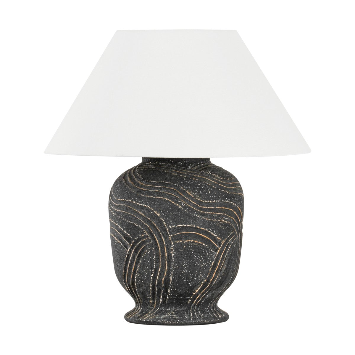 Troy Lighting - PTL2424-PBR/CAN - One Light Table Lamp - Pecola - Patina Brass/Ceramic Windswept Ash