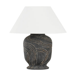 Troy Lighting - PTL2424-PBR/CAN - One Light Table Lamp - Pecola - Patina Brass/Ceramic Windswept Ash