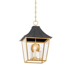 Hudson Valley - 4903-VGL/GRA - Three Light Lantern - Staatsburg - Vintage Gold Lead/ Graphite