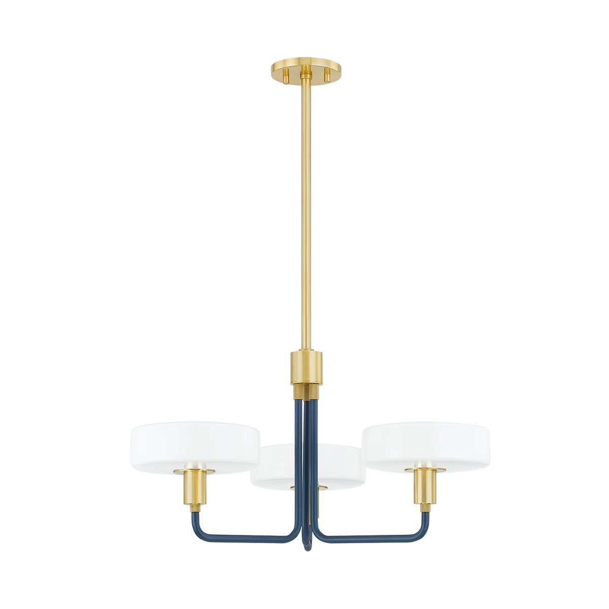 Mitzi - H886803-AGB/SBL - Three Light Chandelier - Aston - Aged Brass/Slate Blue