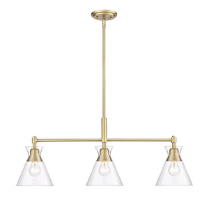 Golden - 0511-LP BCB-CLR - Three Light Linear Pendant - Malta BCB - Brushed Champagne Bronze