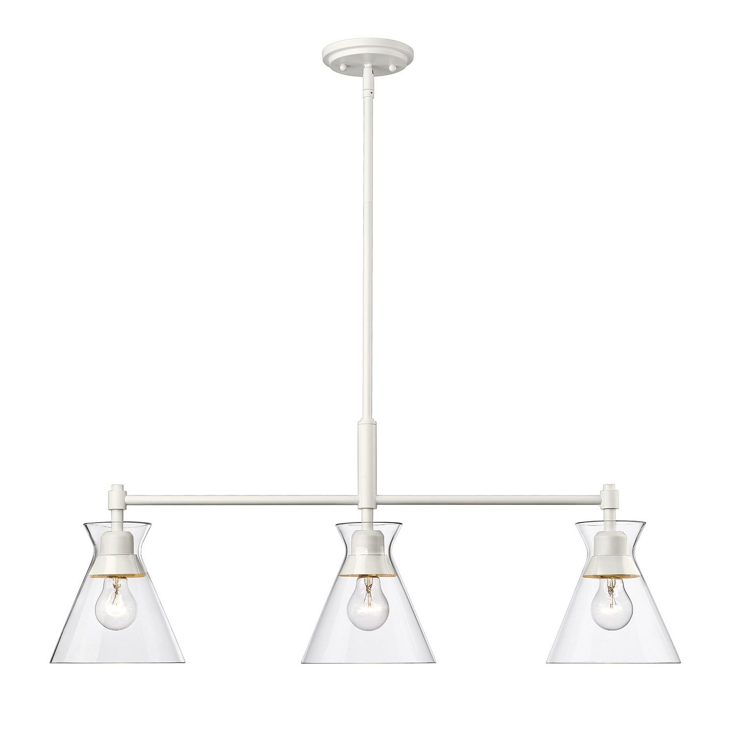 Golden - 0511-LP WHT-CLR - Three Light Linear Pendant - Malta WHT - Matte White