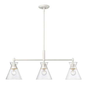 Golden - 0511-LP WHT-CLR - Three Light Linear Pendant - Malta WHT - Matte White