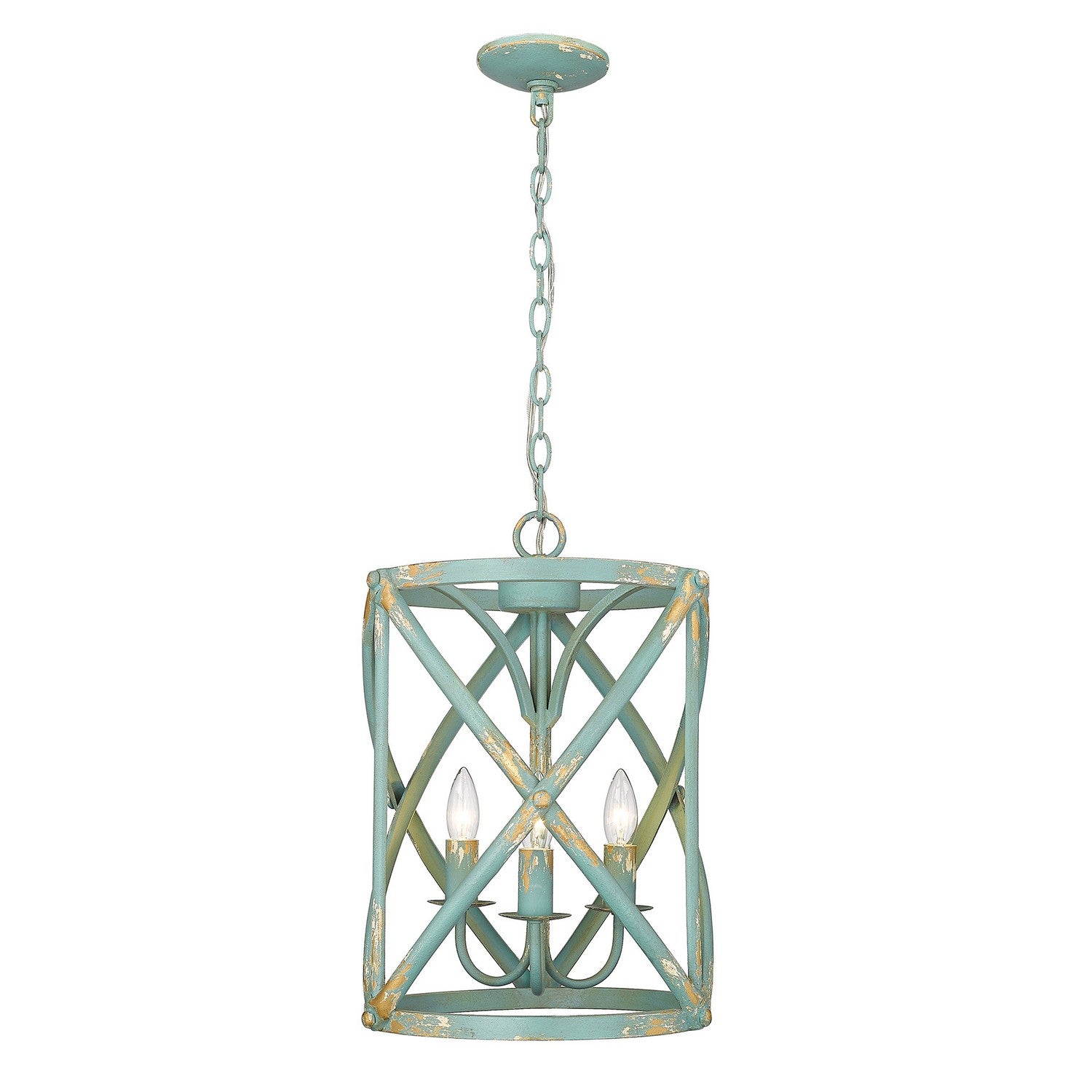 Golden - 0890-3P TEAL - Three Light Pendant - Alcott TEAL - Teal