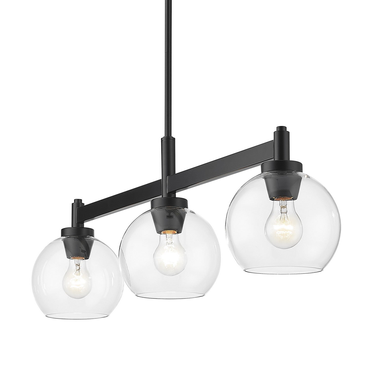 Golden - 4855-3LP BLK-CLR - Three Light Linear Pendant - Galveston BLK - Matte Black