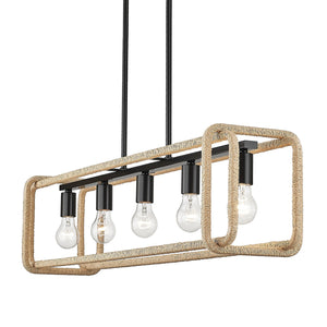 Golden - 6085-LP BLK-NR - Five Light Linear Pendant - Camden - Matte Black