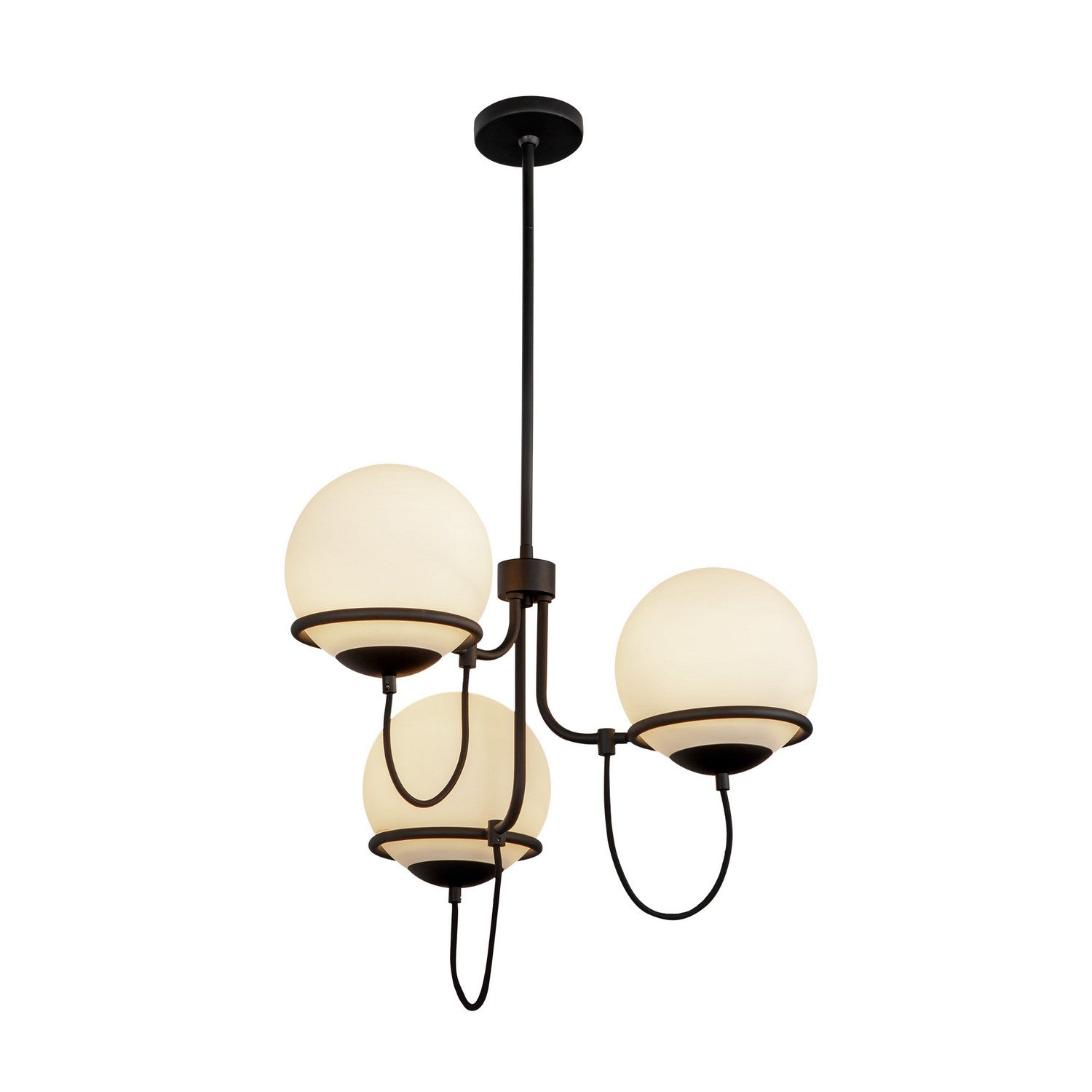 Alora - CH458323MBOP - Three Light Chandelier - Alba - Matte Black/Opal Glass