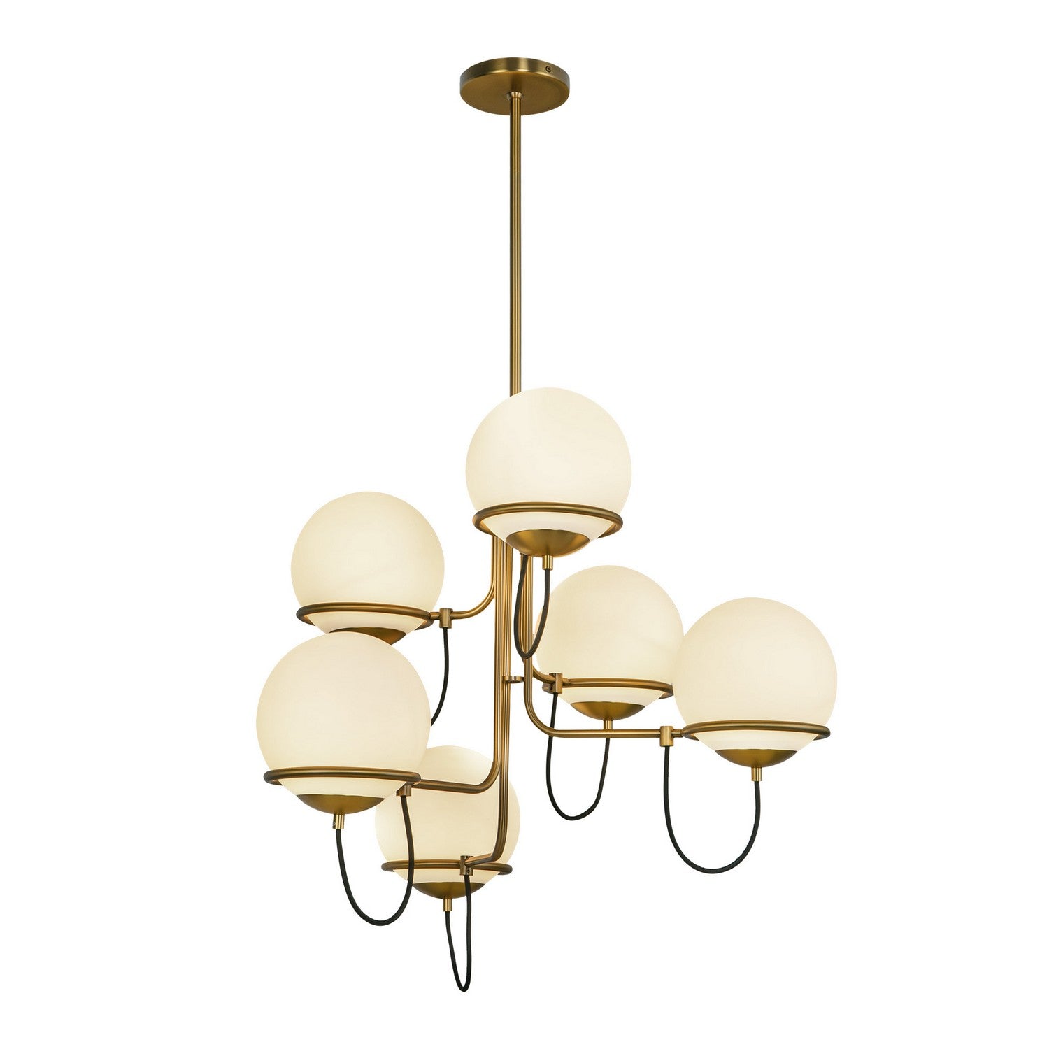 Alora - CH458632AGOP - Six Light Chandelier - Alba - Aged Brass/Opal Glass