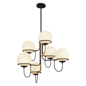 Alora - CH458632MBOP - Six Light Chandelier - Alba - Matte Black/Opal Glass