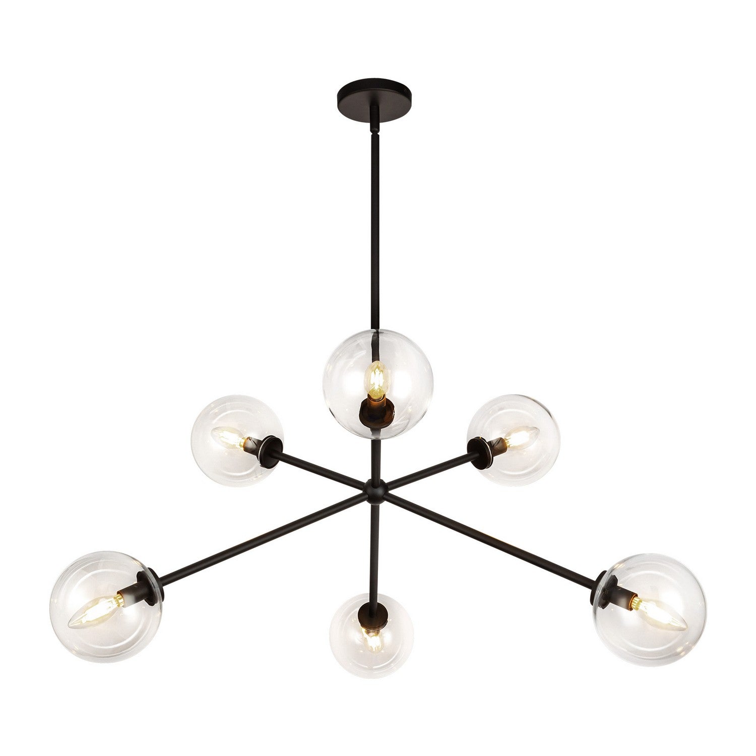 Alora - CH549640MBCL - Six Light Chandelier - Cassia - Matte Black/Clear Glass