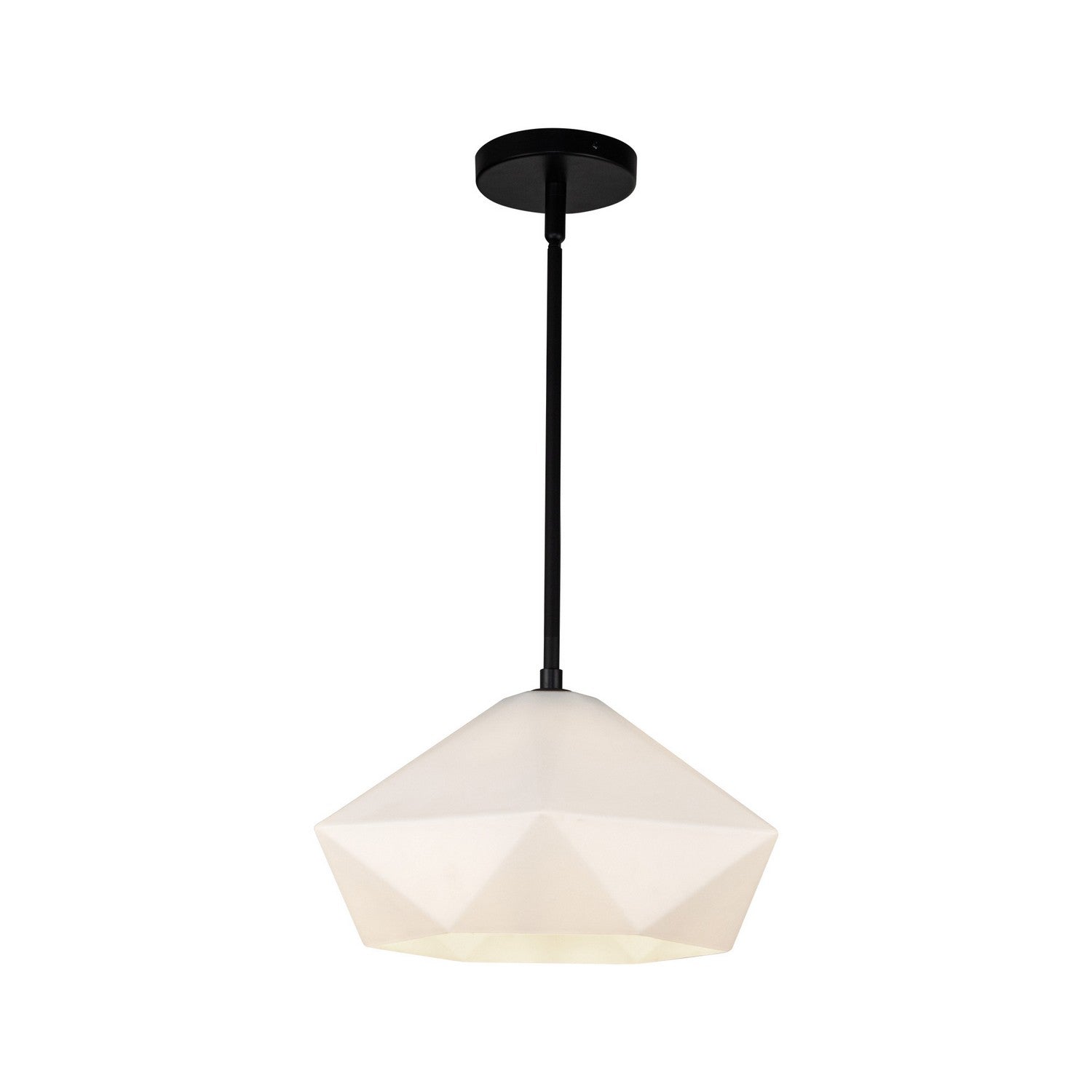 Alora - PD424514MBOP - One Light Pendant - Krysta - Matte Black/Opal Glass