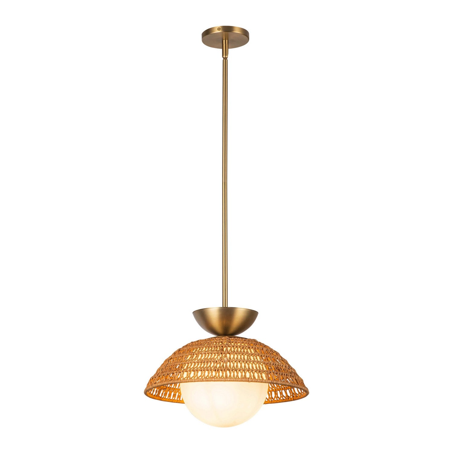 Alora - PD490114BGOP - One Light Pendant - Perth - Brushed Gold/Opal Glass