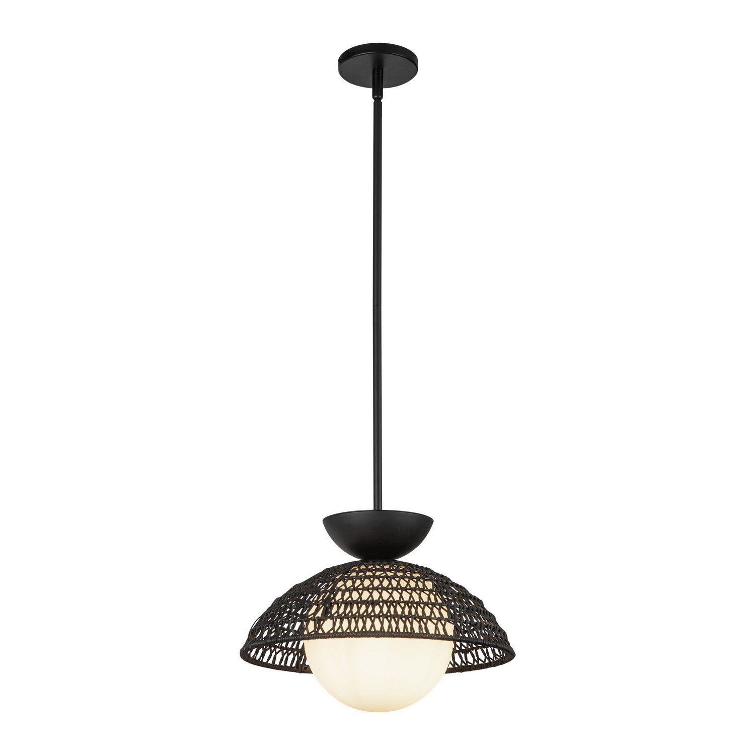 Alora - PD490114MBOP - One Light Pendant - Perth - Matte Black/Opal Glass