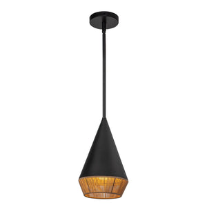 Alora - PD633107MBBR - One Light Pendant - Daphne - Matte Black/Brown Cotton Rope